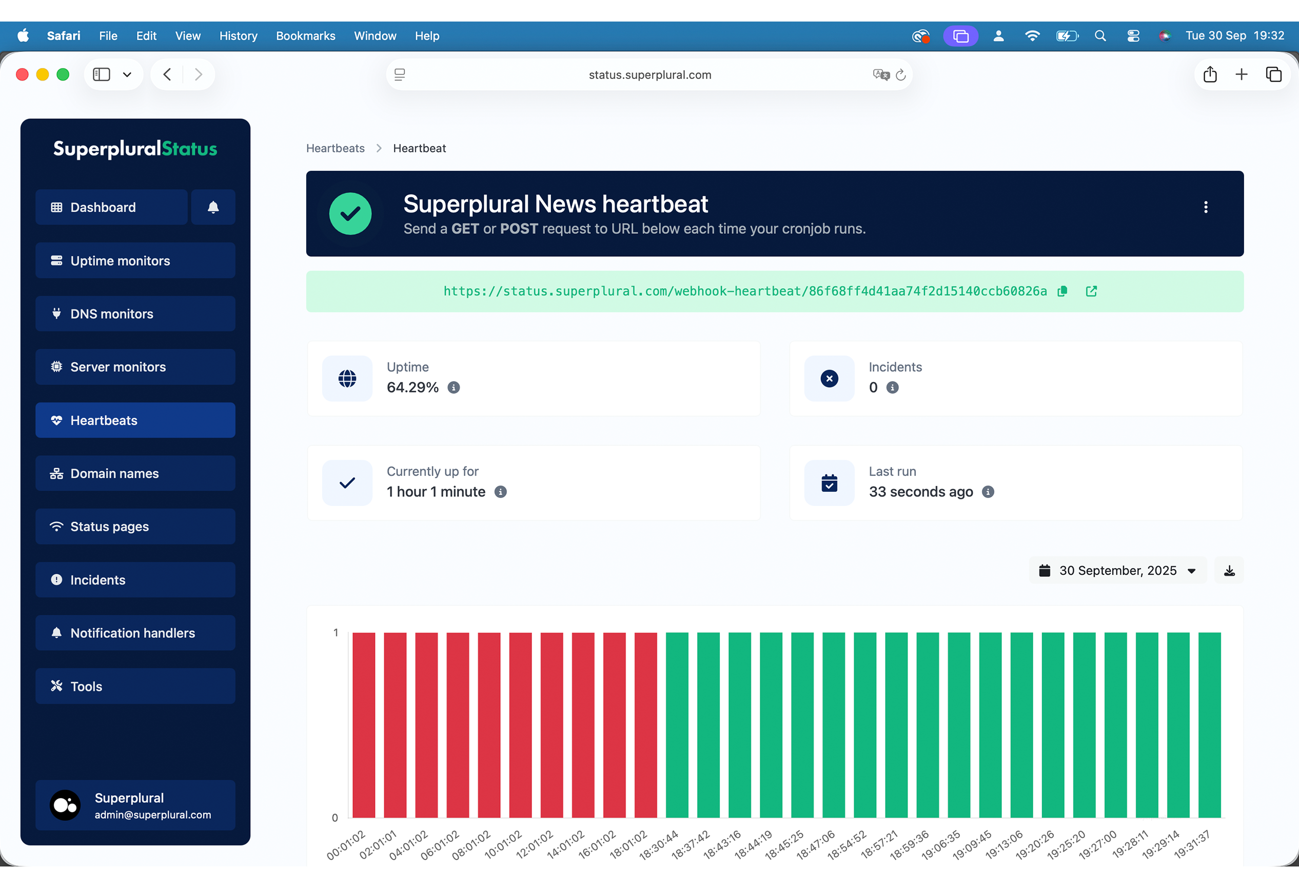 Screenshot of the app heartbeat monitor page